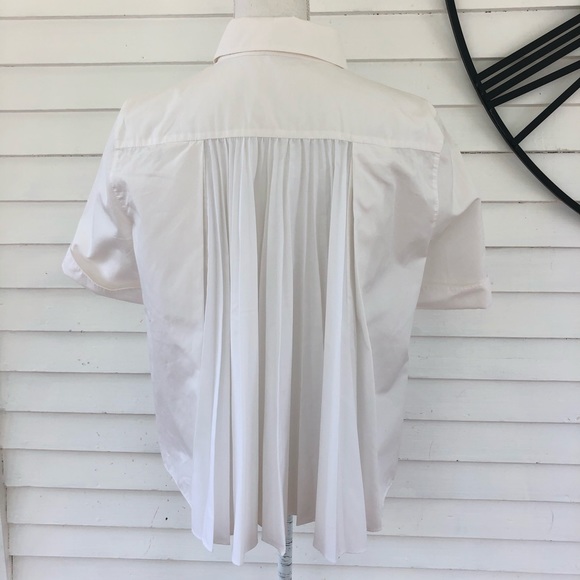 Akris Punto White button-down Pleated blouse sz 10 - Picture 1 of 6